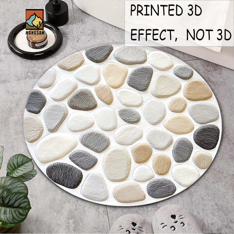 Tapis rond en polyester — Motif galets et pour l'entrée — détail de la matière : polyester Image