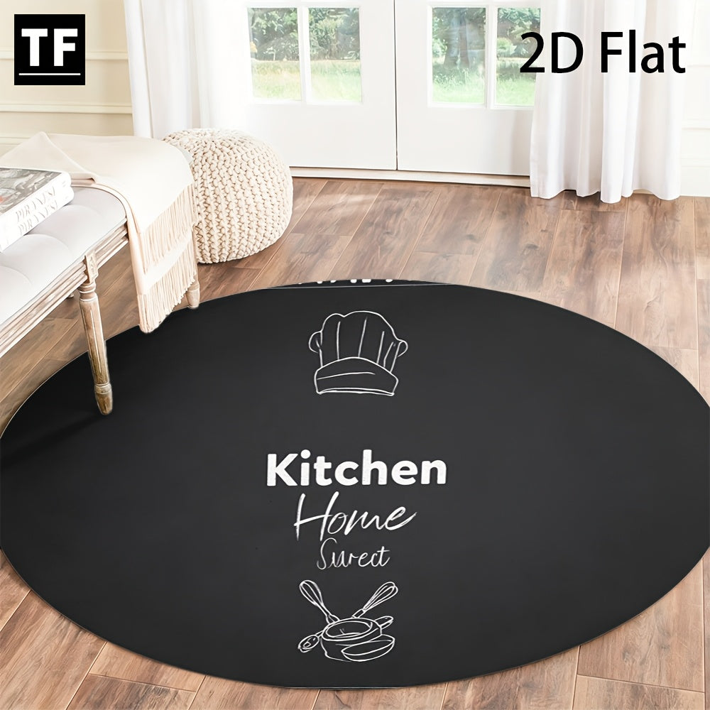 Tapis rond en polyester — Velours dense et pour la cuisine, forme ronde