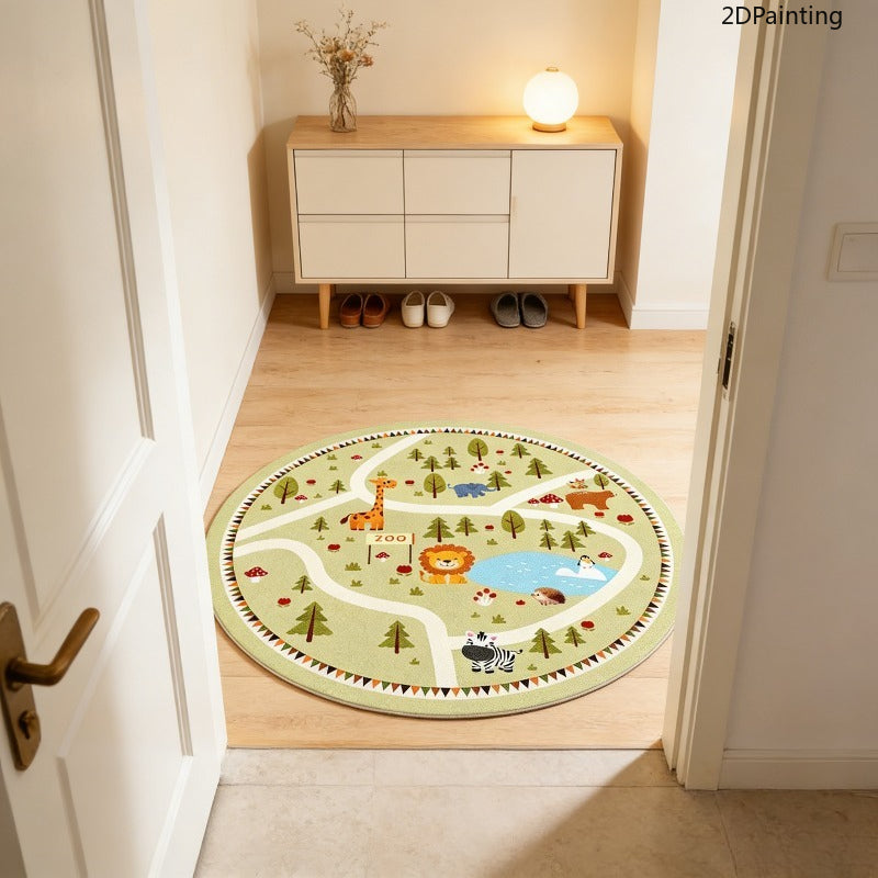 Tapis rond en polyester — Toucher cachemire — détail de la matière : polyester Image