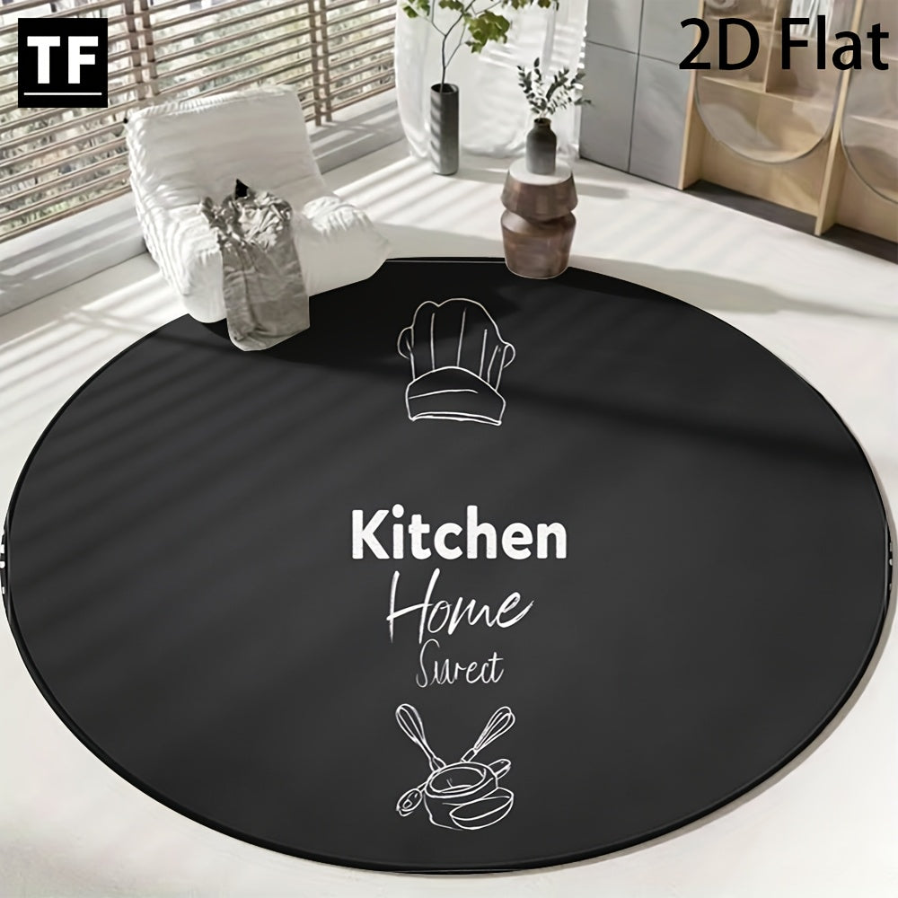 Tapis rond en polyester — Velours dense et pour la cuisine