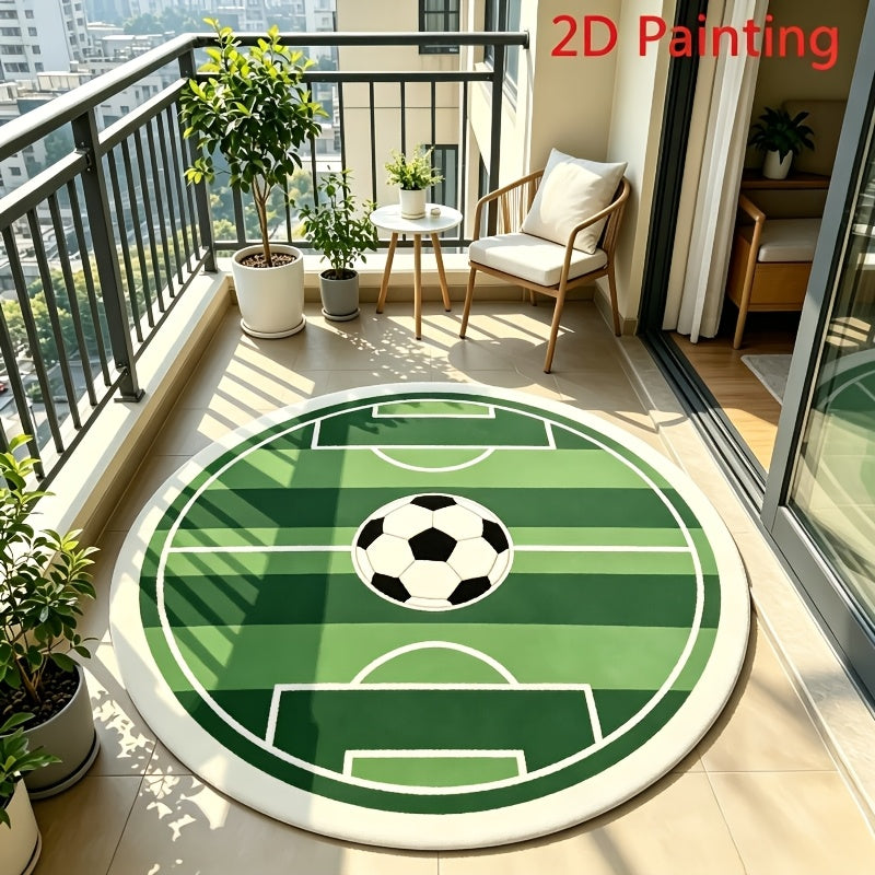 Tapis rond en polyester irrégulier — Velours dense, vue d'ensemble