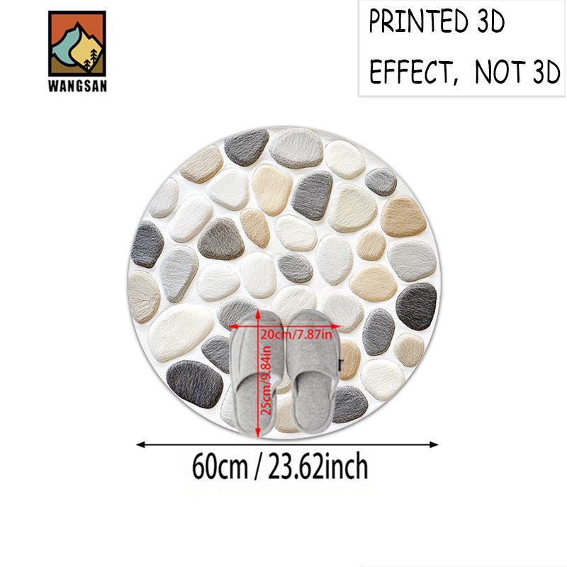 Tapis rond en polyester — Motif galets et pour l'entrée, vue d'ensemble