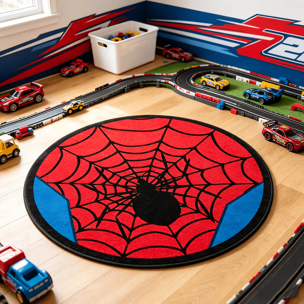 Tapis rond en polyester — Lavable en machine, dessous antidérapant et tricoté, visuel produit