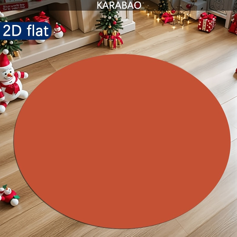 Tapis rond en polyester — Pour la salle de bain, pour la cuisine et tricoté, mise en situation