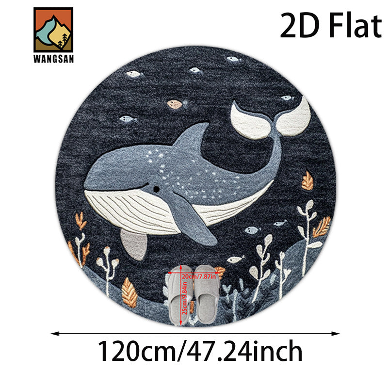 Tapis de bain rond en polyester — Motif marin et pour l'entrée, gros plan
