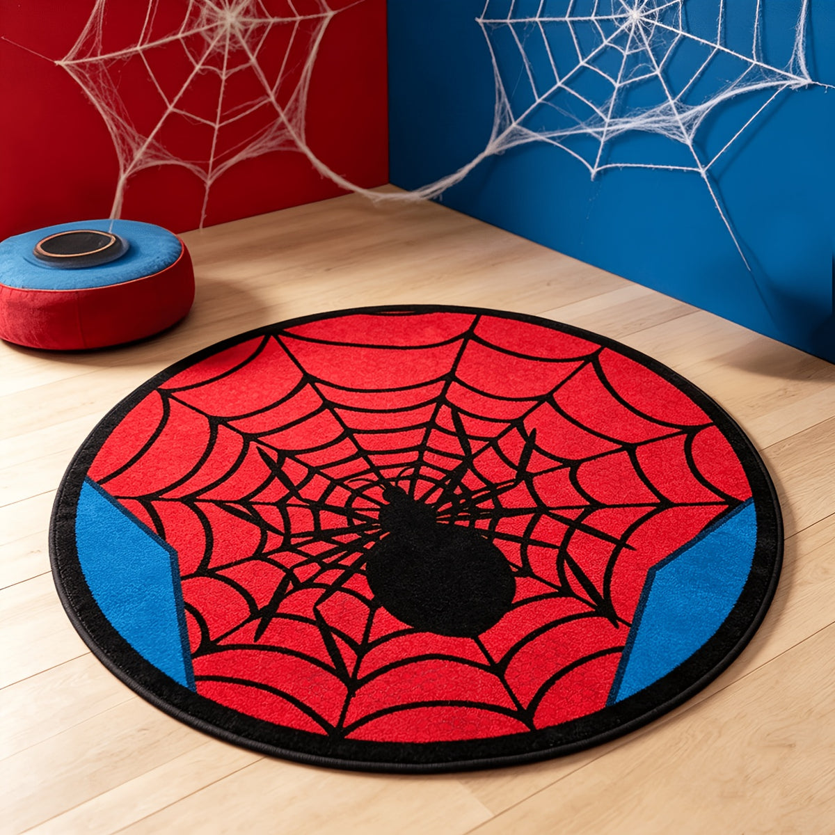 Tapis rond en polyester — Lavable en machine, dessous antidérapant et tricoté