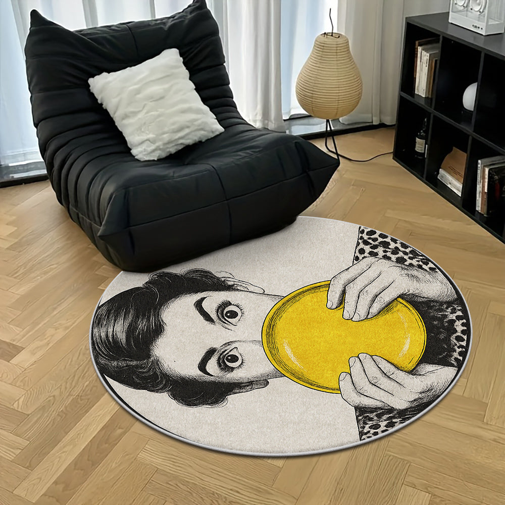 Tapis rond en polyester — Velours dense, tricoté et velours coupé, vue d'ensemble