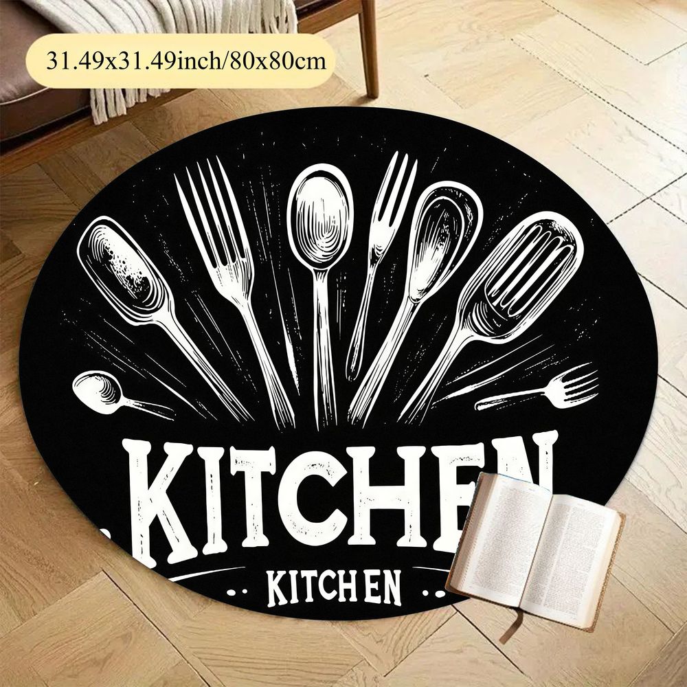 Tapis rond en polyester — Pour la cuisine, forme ronde Image