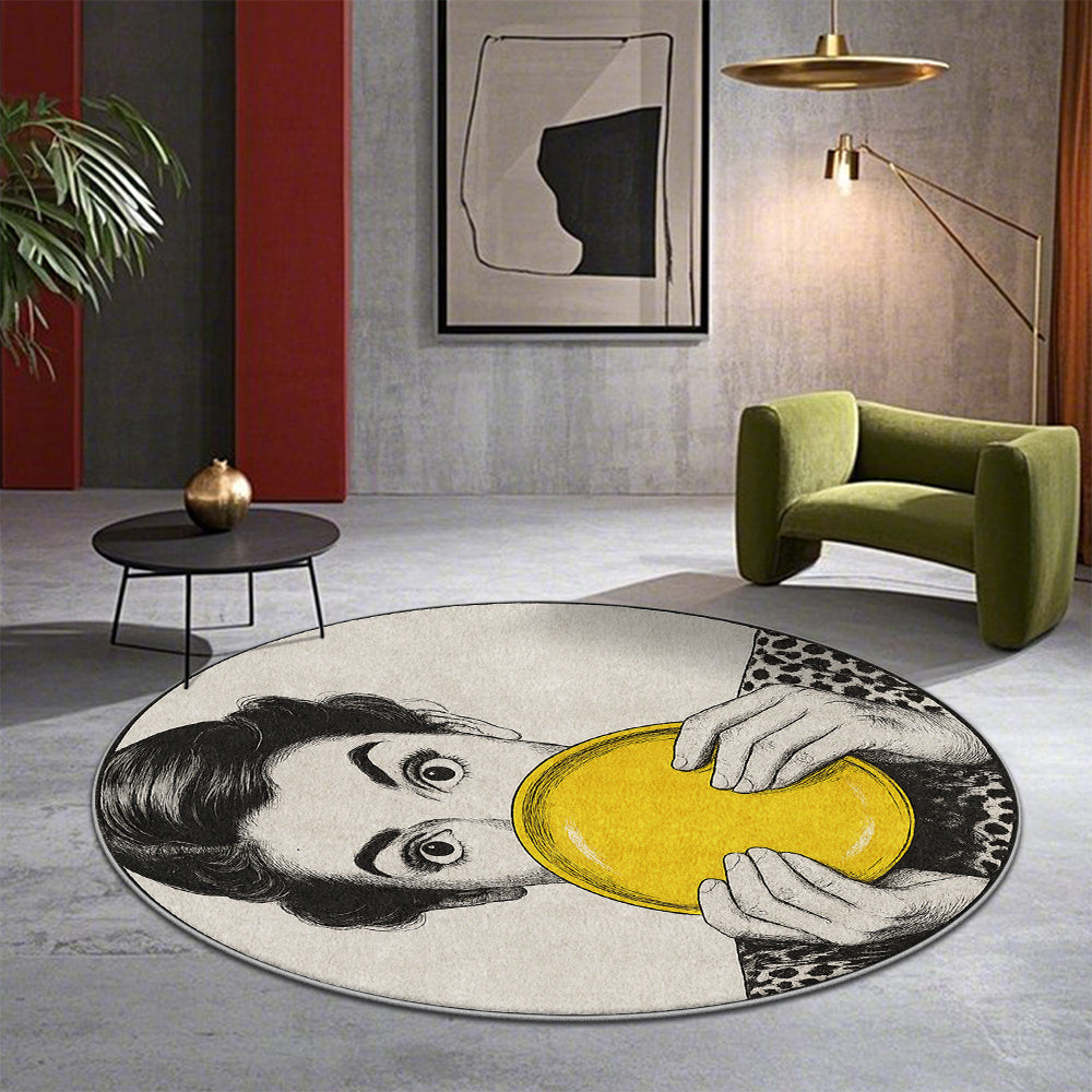 Tapis rond en polyester — Velours dense, tricoté et velours coupé Image
