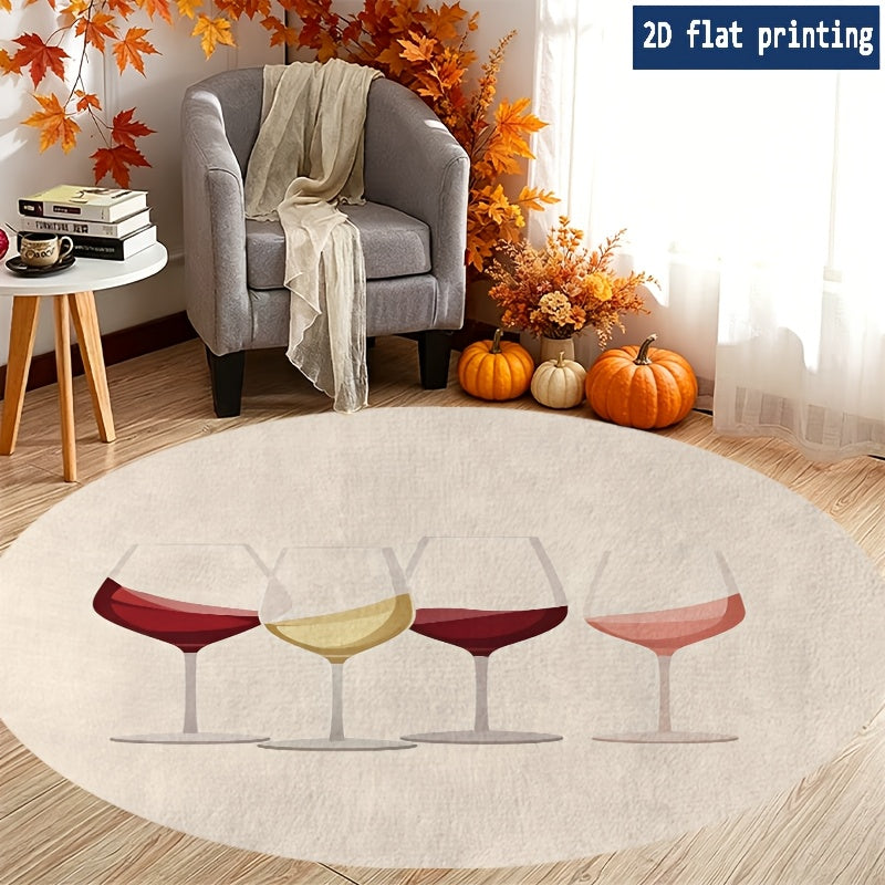 Tapis rond en polyester — Pour la salle de bain et pour la cuisine, mise en situation