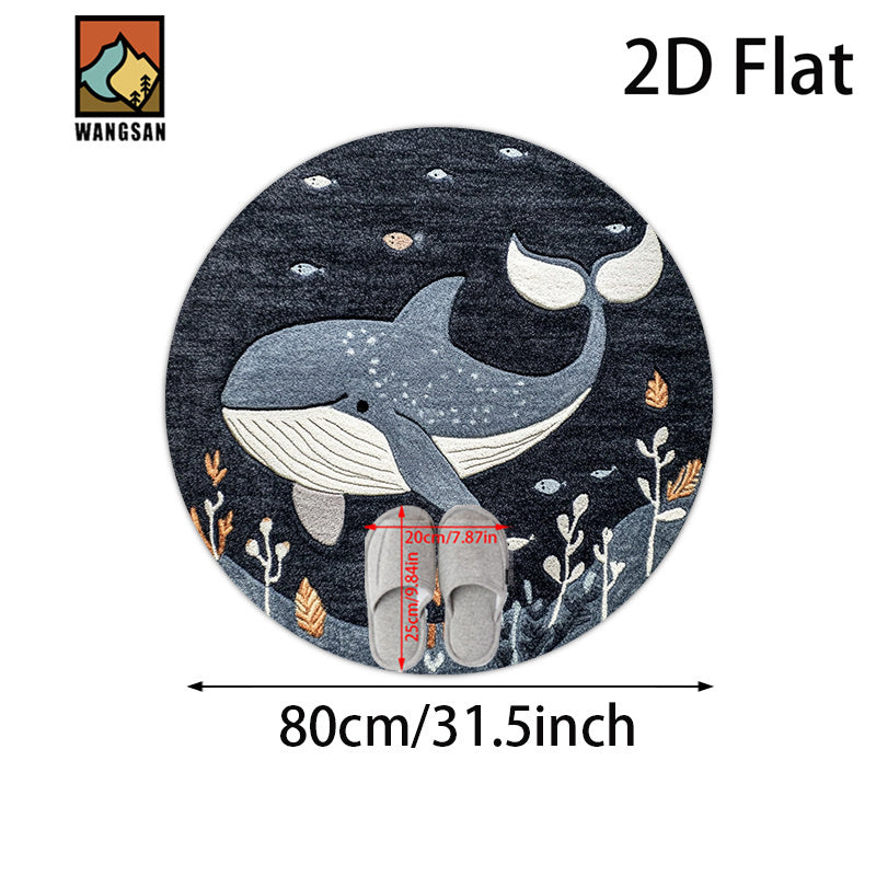 Tapis de bain rond en polyester — Motif marin et pour l'entrée, vue d'ensemble