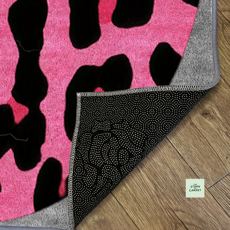 Tapis rond en polyester — Motif à pois, gros plan