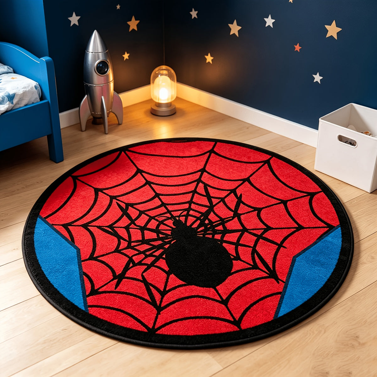 Tapis rond en polyester — Lavable en machine, dessous antidérapant et tricoté, forme ronde, irrégulière Image