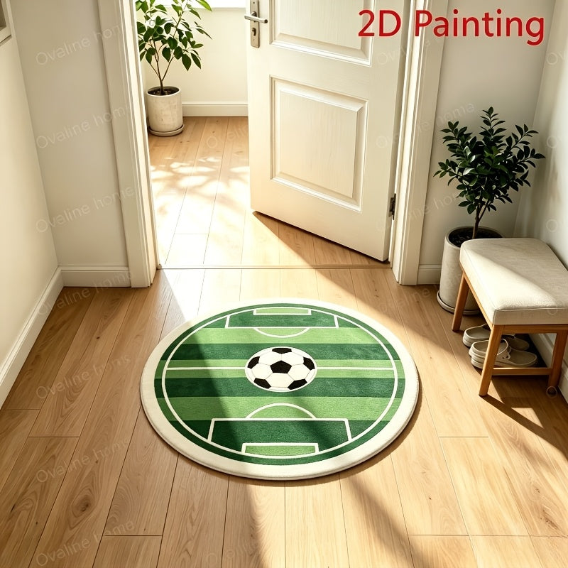 Tapis rond en polyester irrégulier — Velours dense — détail de la matière : polyester