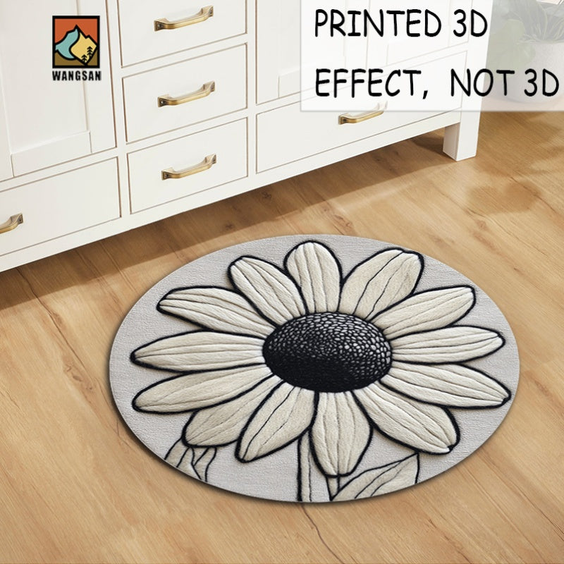 Tapis de bain rond en polyester — Flanelle douce, détail de la finition