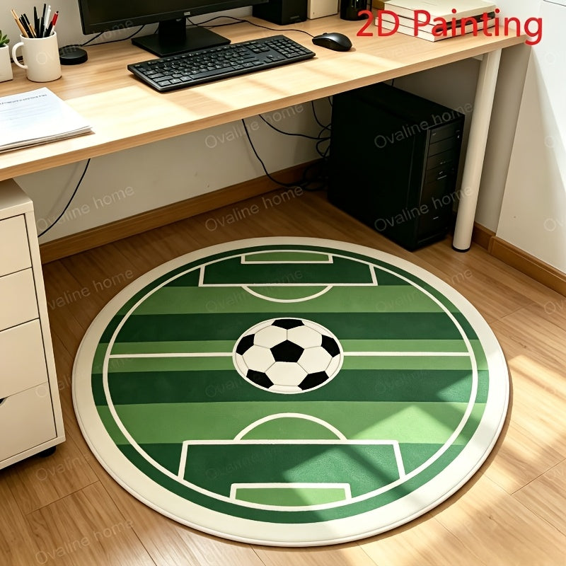Tapis rond en polyester irrégulier — Velours dense, forme irrégulière