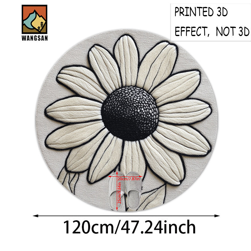 Tapis de bain rond en polyester — Flanelle douce, vue de dos