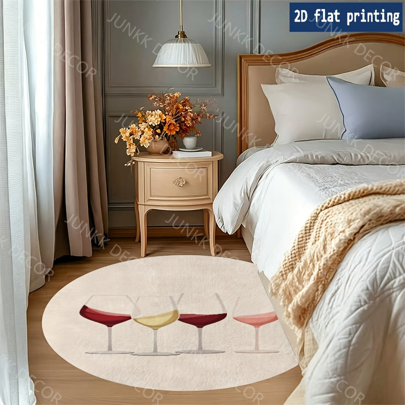 Tapis rond en polyester — Pour la salle de bain et pour la cuisine — détail de la matière : polyester