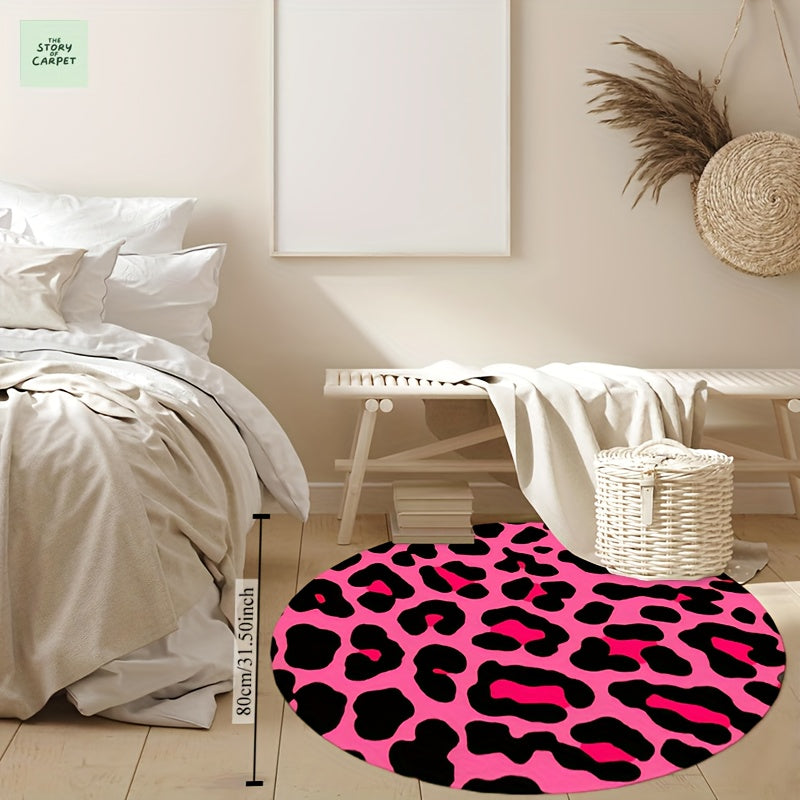 Tapis rond en polyester — Motif à pois — détail de la matière : polyester Image