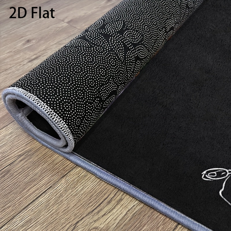 Tapis rond en polyester — Velours dense et pour la cuisine, détail de la finition