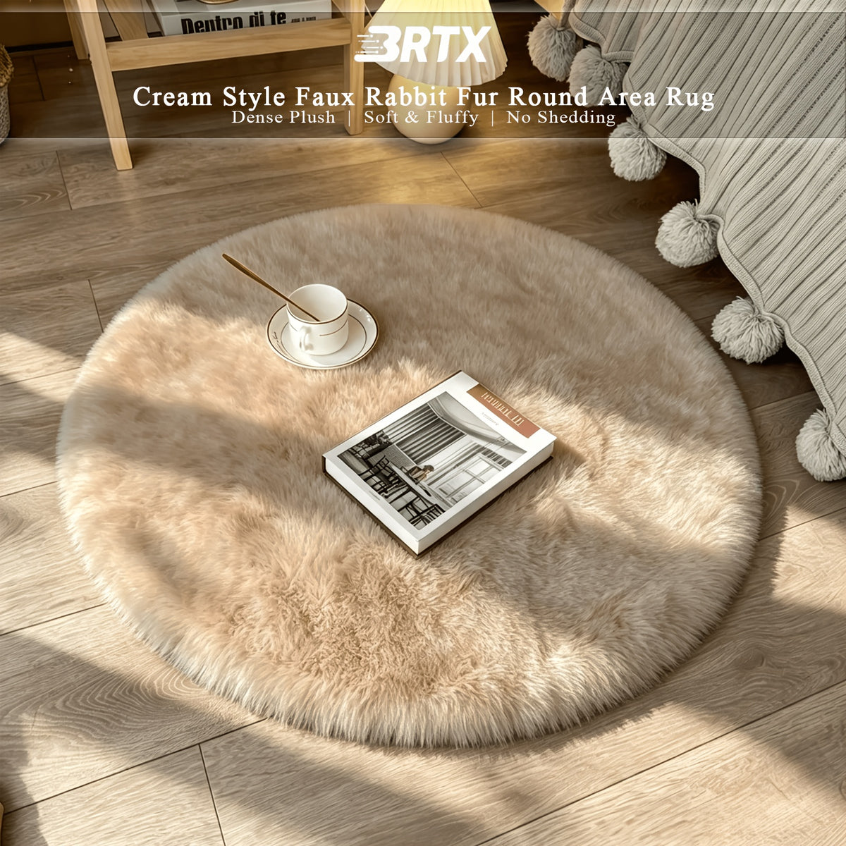 Tapis rond — Pour la pièce à vivre, vue de dos