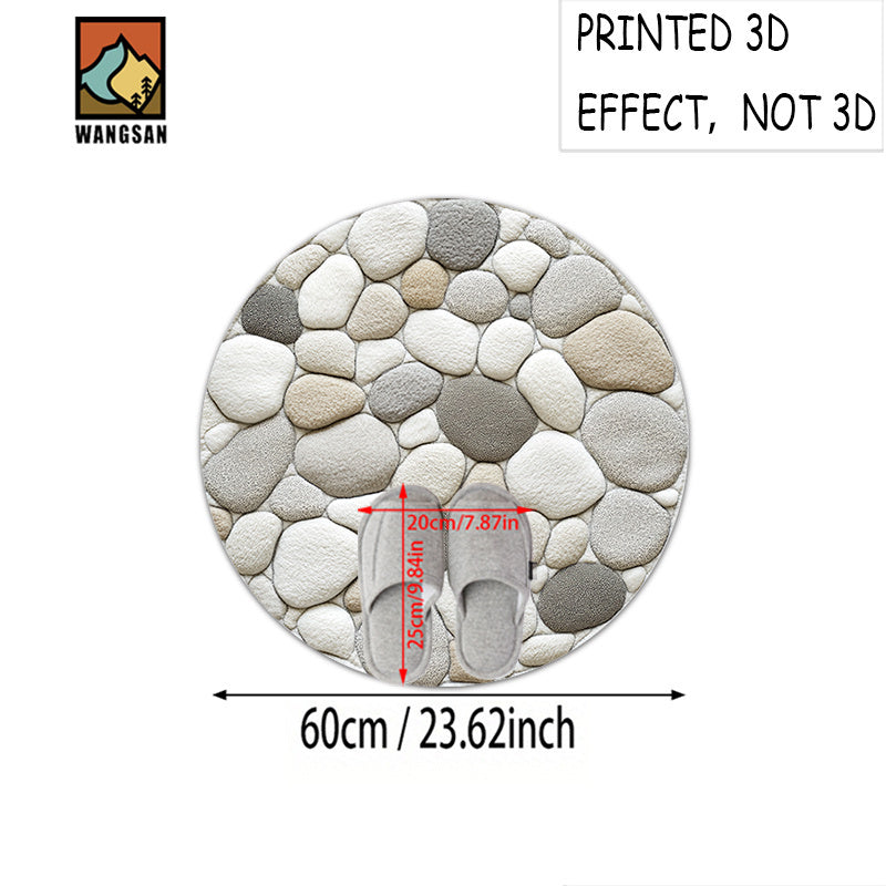 Tapis de bain rond en polyester — Motif galets et pour l'entrée, vue d'ensemble Image