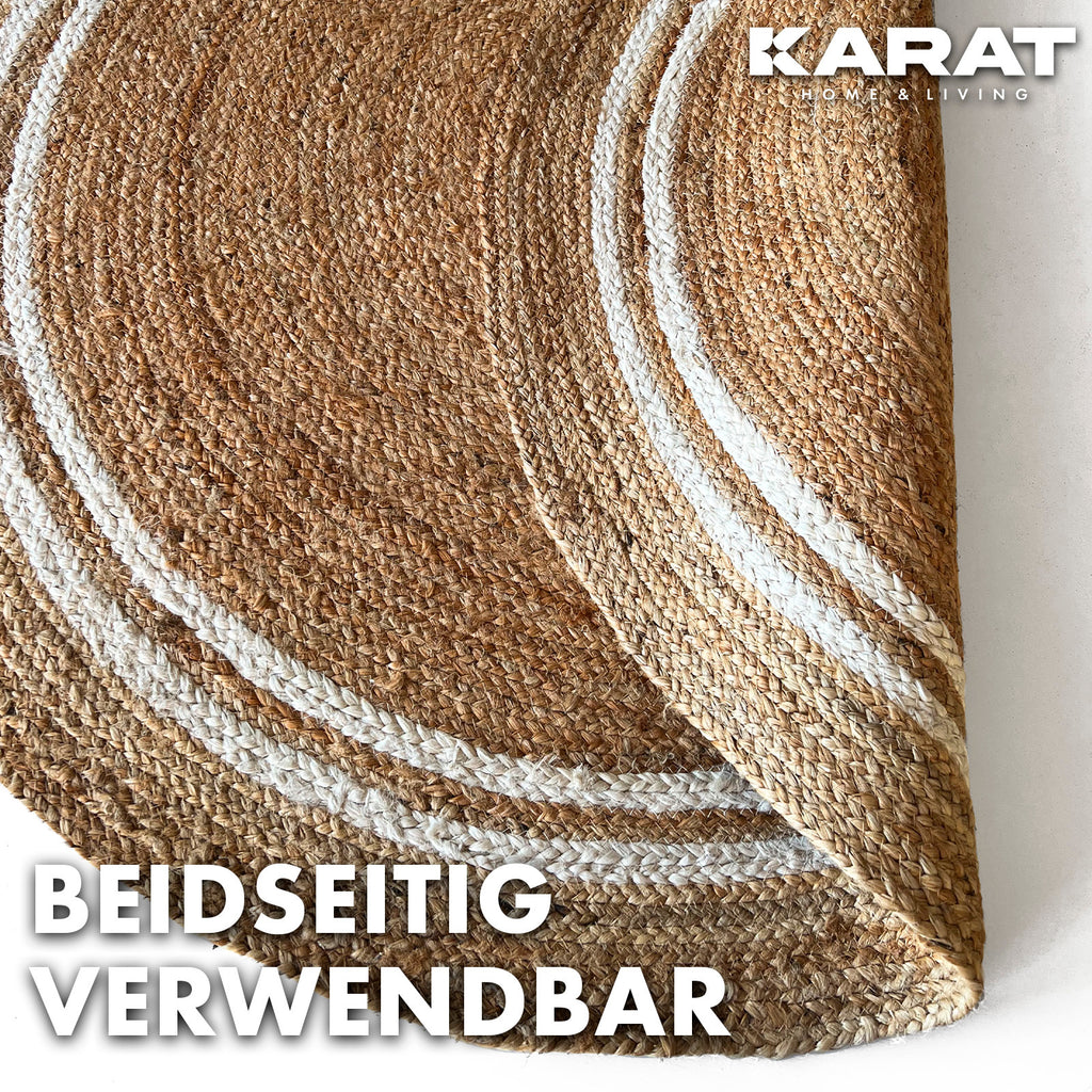 Tapis rond en jute — Pour la cuisine — détail de la matière : jute