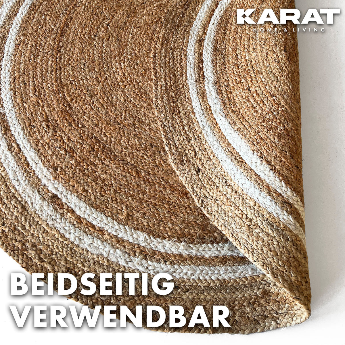 Tapis rond en jute — Pour la cuisine — détail de la matière : jute