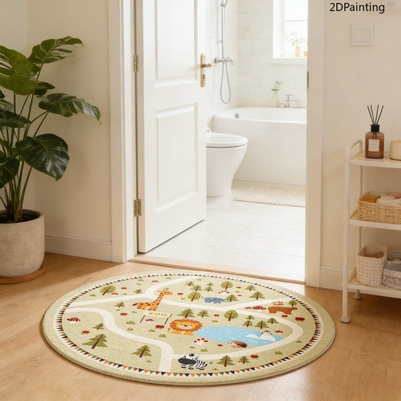 Tapis rond en polyester — Toucher cachemire, gros plan