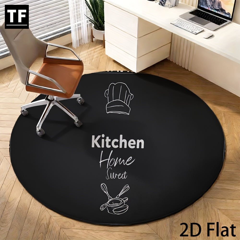 Tapis rond en polyester — Velours dense et pour la cuisine, vue d'ensemble