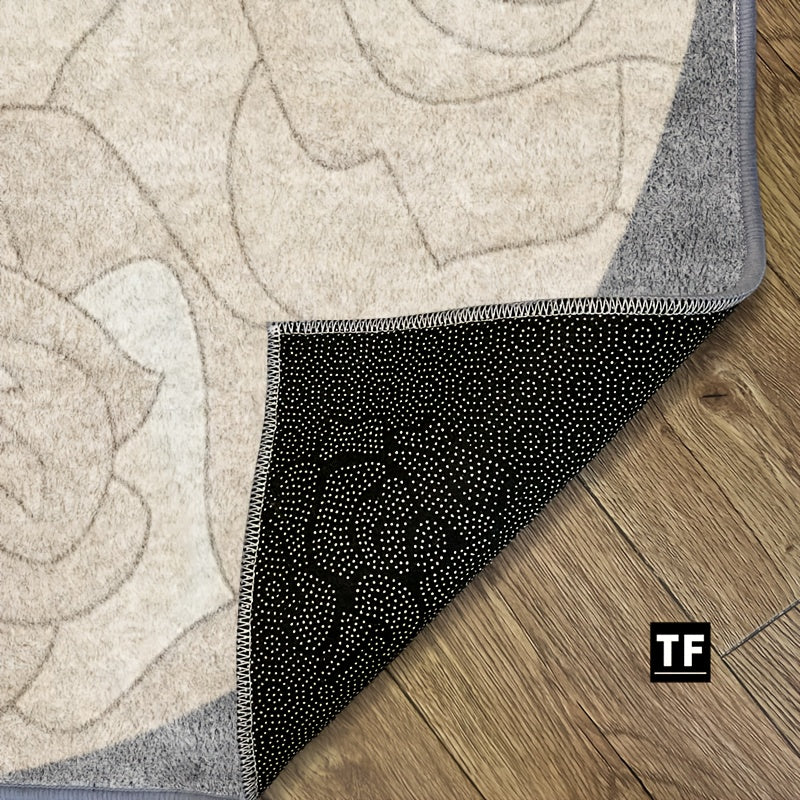 Tapis rond en polyester — Lavable en machine, dessous antidérapant et touffeté, gros plan