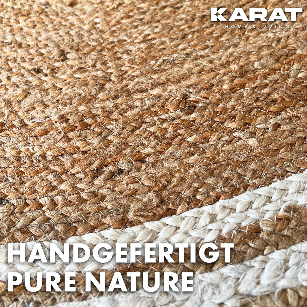 Tapis rond en jute — Pour la cuisine, mise en situation