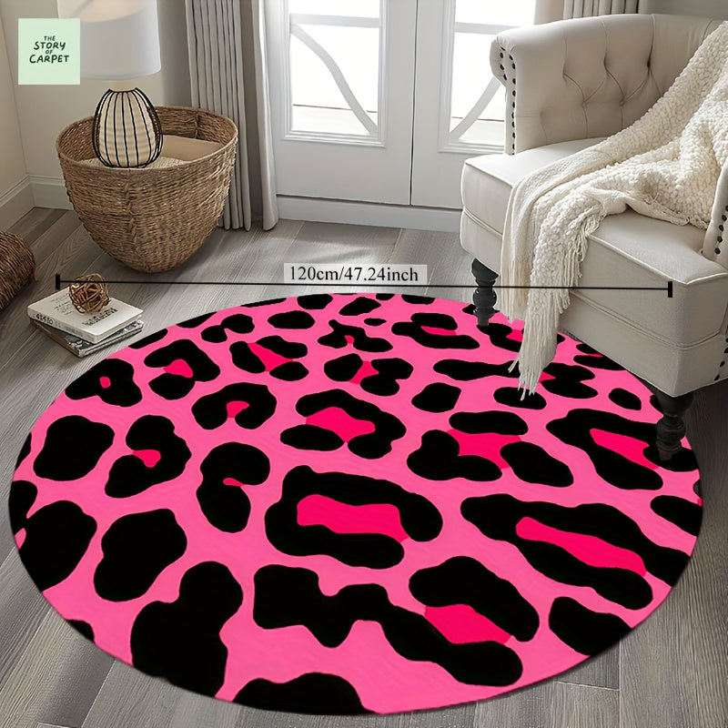 Tapis rond en polyester — Motif à pois, vue d'ensemble