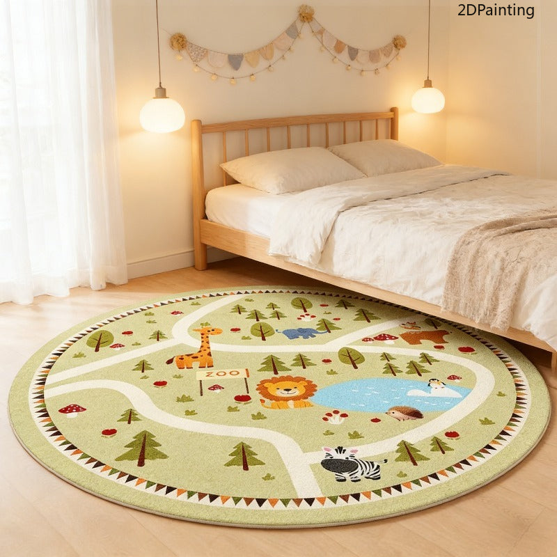 Tapis rond en polyester — Toucher cachemire, vue d'ensemble