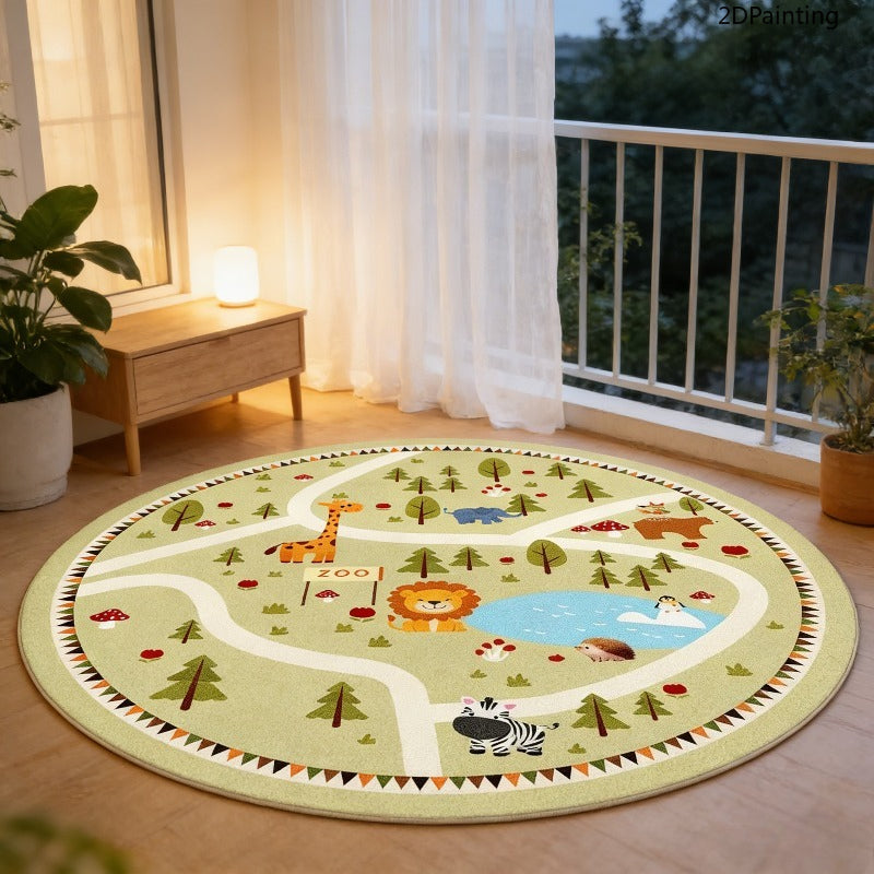 Tapis rond en polyester — Toucher cachemire, mise en situation