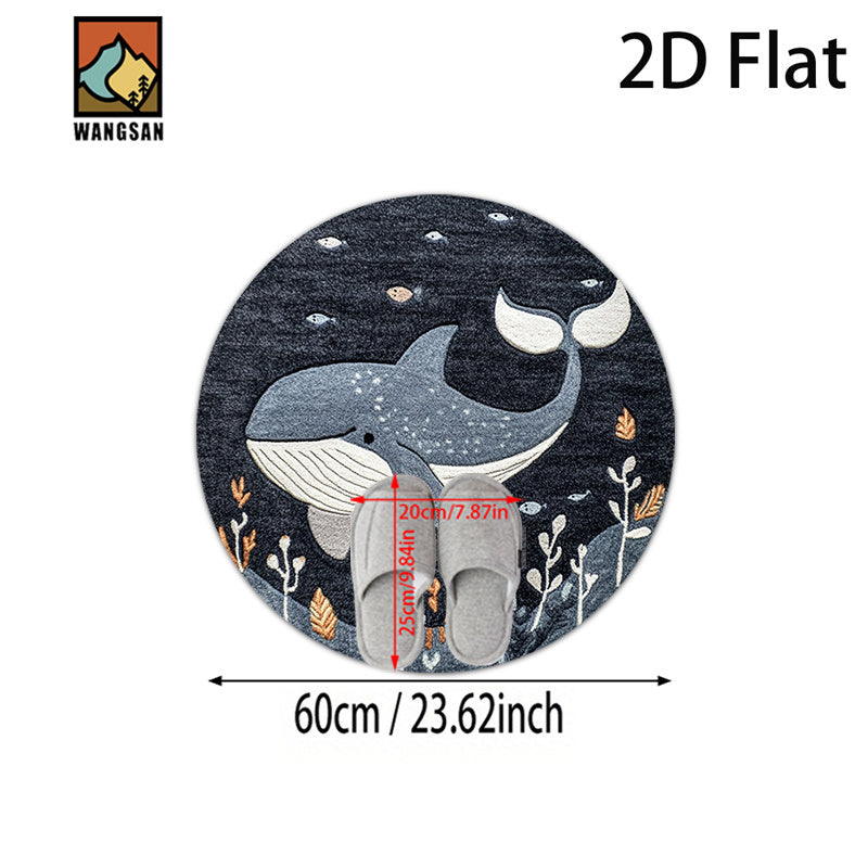 Tapis de bain rond en polyester — Motif marin et pour l'entrée — détail de la matière : polyester