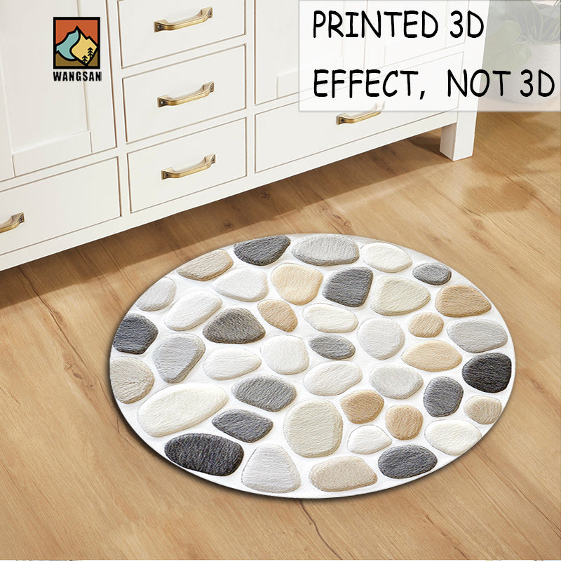 Tapis rond en polyester — Motif galets et pour l'entrée