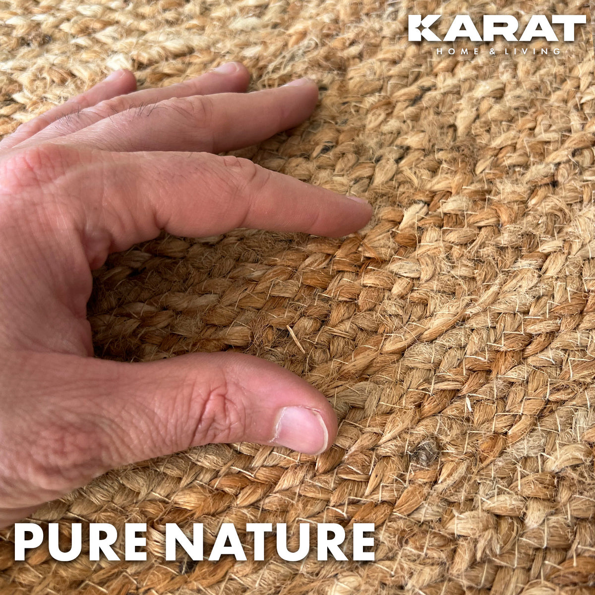 Tapis rond en jute — Pour la cuisine, vue de dos