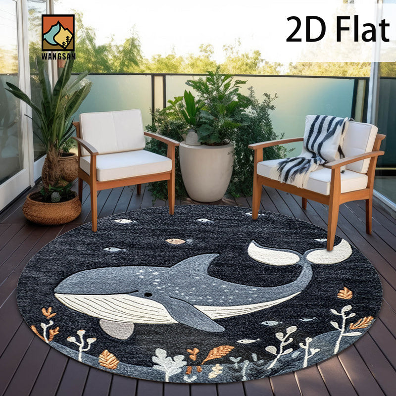 Tapis de bain rond en polyester — Motif marin et pour l'entrée, visuel produit