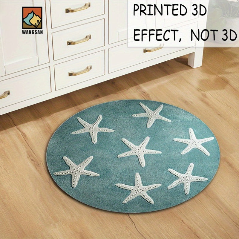 Tapis de bain rond en polyester — Dessous antidérapant, vue de dos