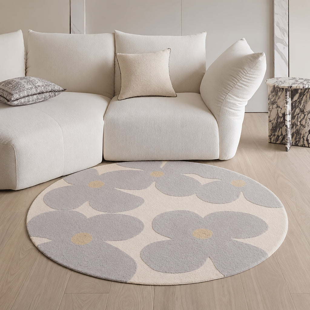 Tapis rond en polyester — Motif fleuri