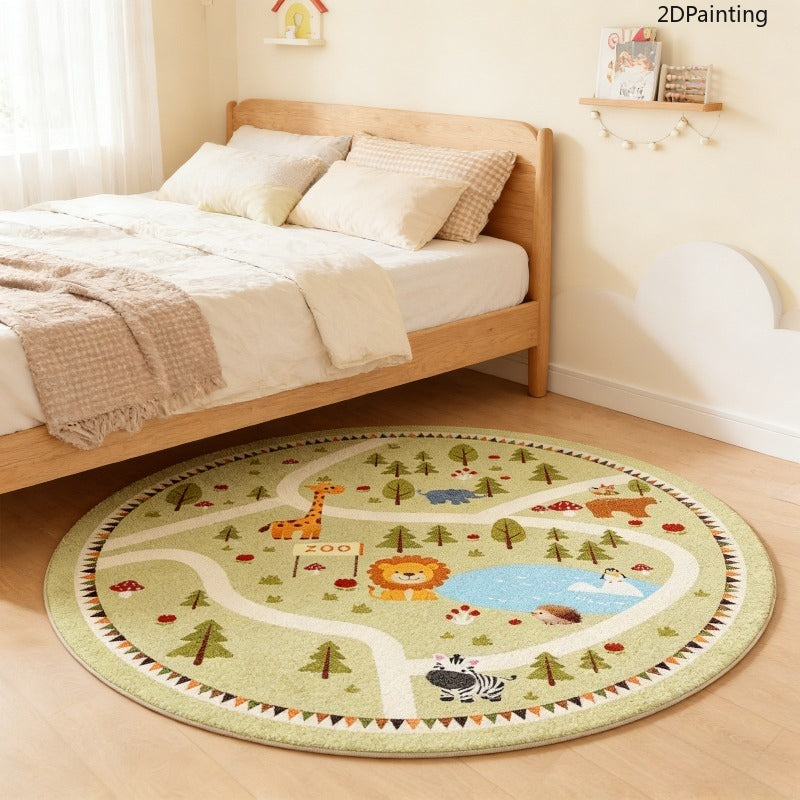 Tapis rond en polyester — Toucher cachemire, vue de dos
