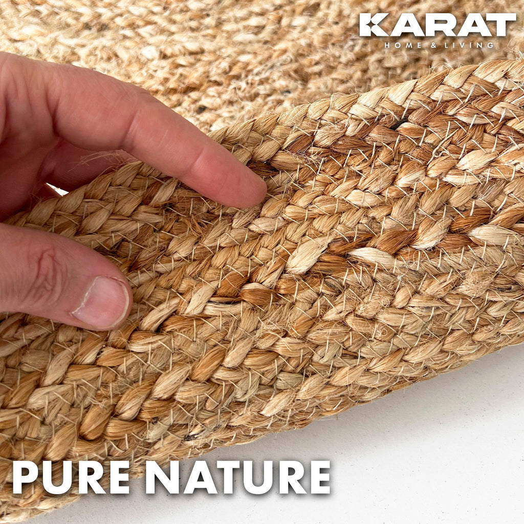 Tapis rond en jute — Pour la cuisine, mise en situation