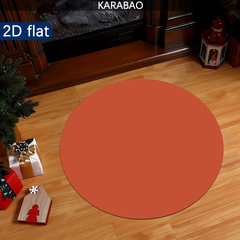 Tapis rond en polyester — Pour la salle de bain, pour la cuisine et tricoté — détail de la matière : polyester