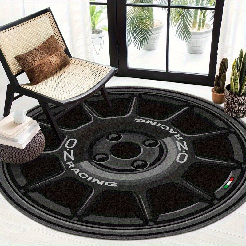 Tapis rond en polyester — Pour la pièce à vivre, gros plan