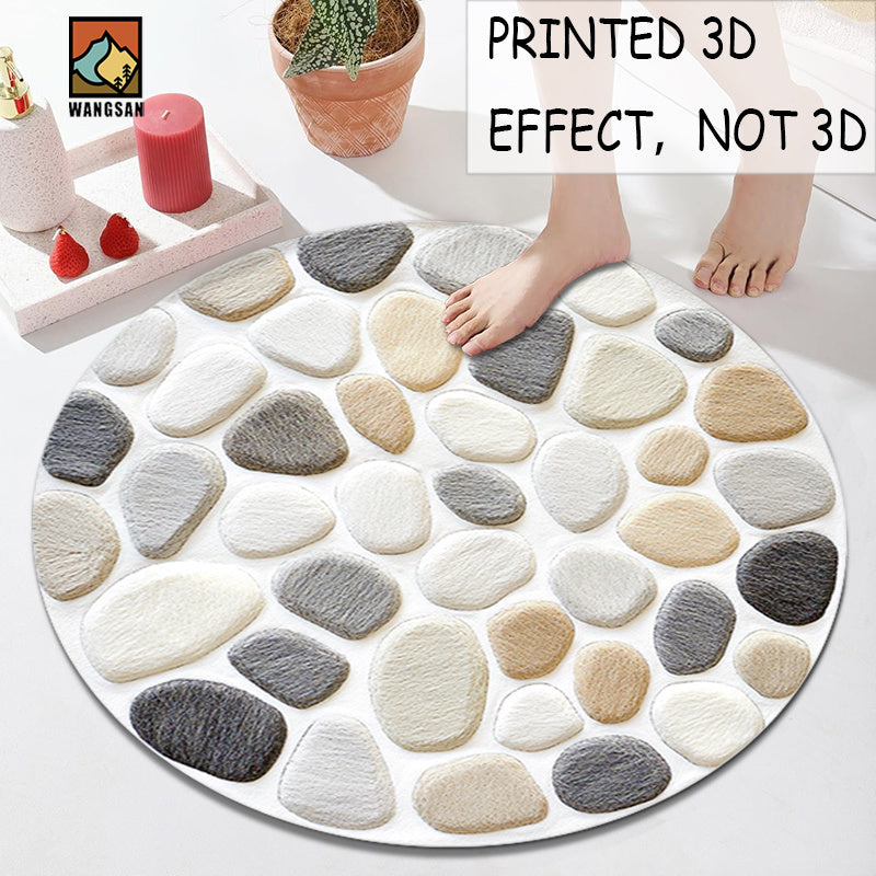 Tapis rond en polyester — Motif galets et pour l'entrée, gros plan