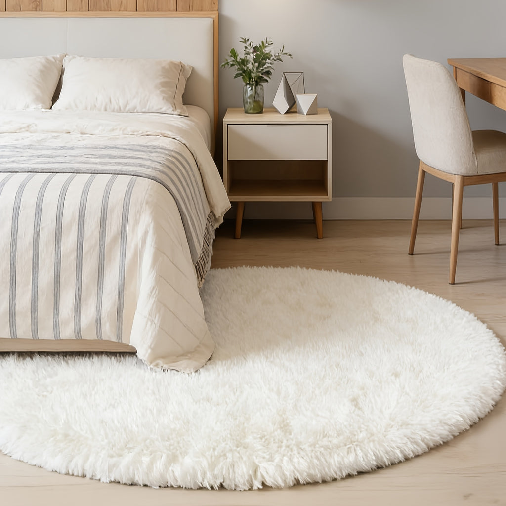 180*180CM/70.87*70.87in / Tapis rond à poils longs