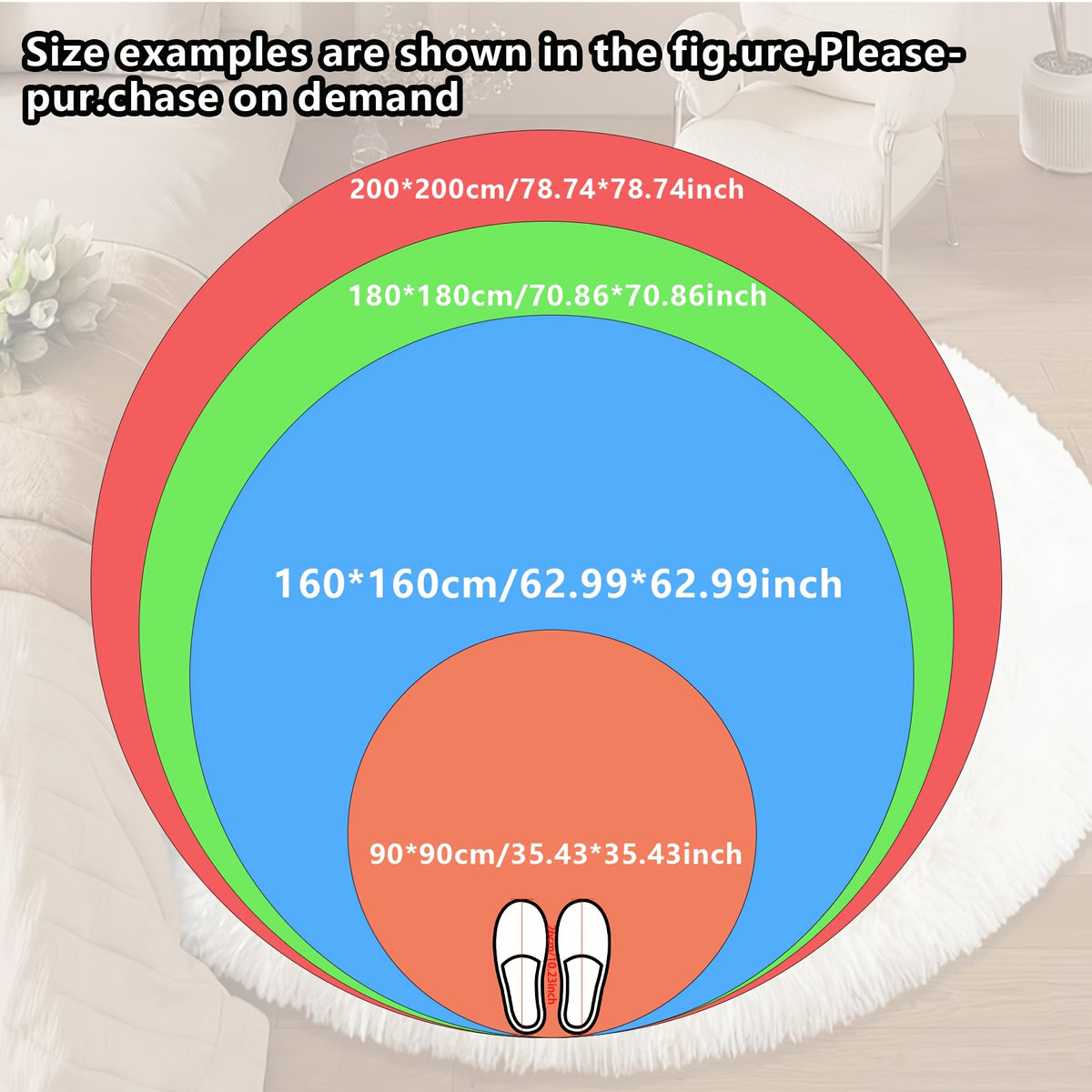 Grand tapis rond crème à poils longs, Ø 180 ou Ø 200 cm