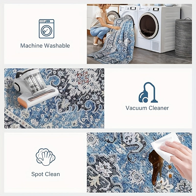Tapis rond vert et crème à patchwork de feuilles, Ø 200 cm