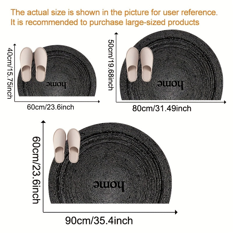 Paillasson demi-cercle anthracite imprimé de caractères, home